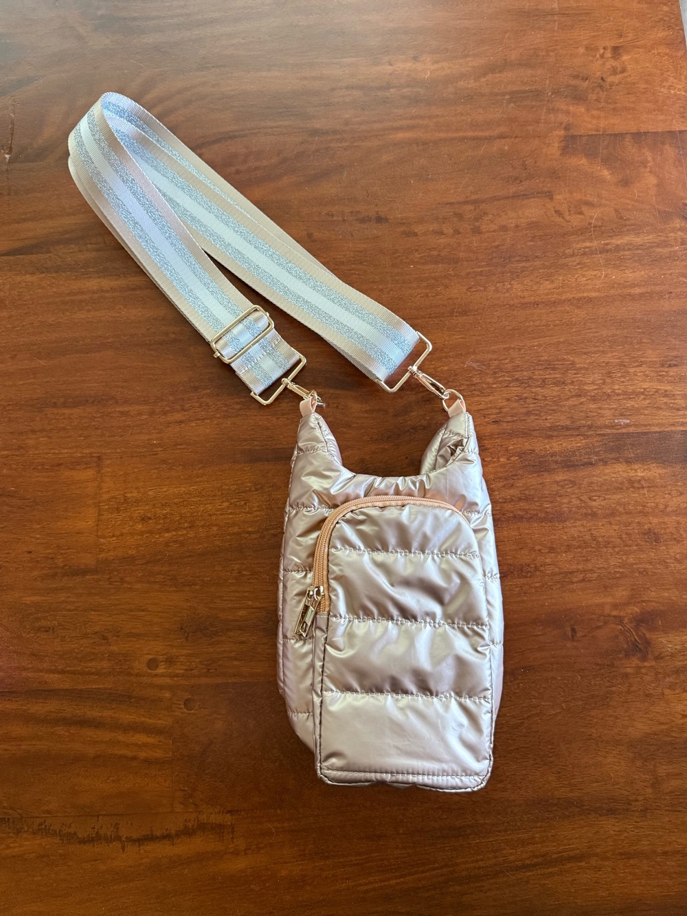 NWOT WanderFull HydroBag Metallic Gold Water Bottle Crossbody Bag